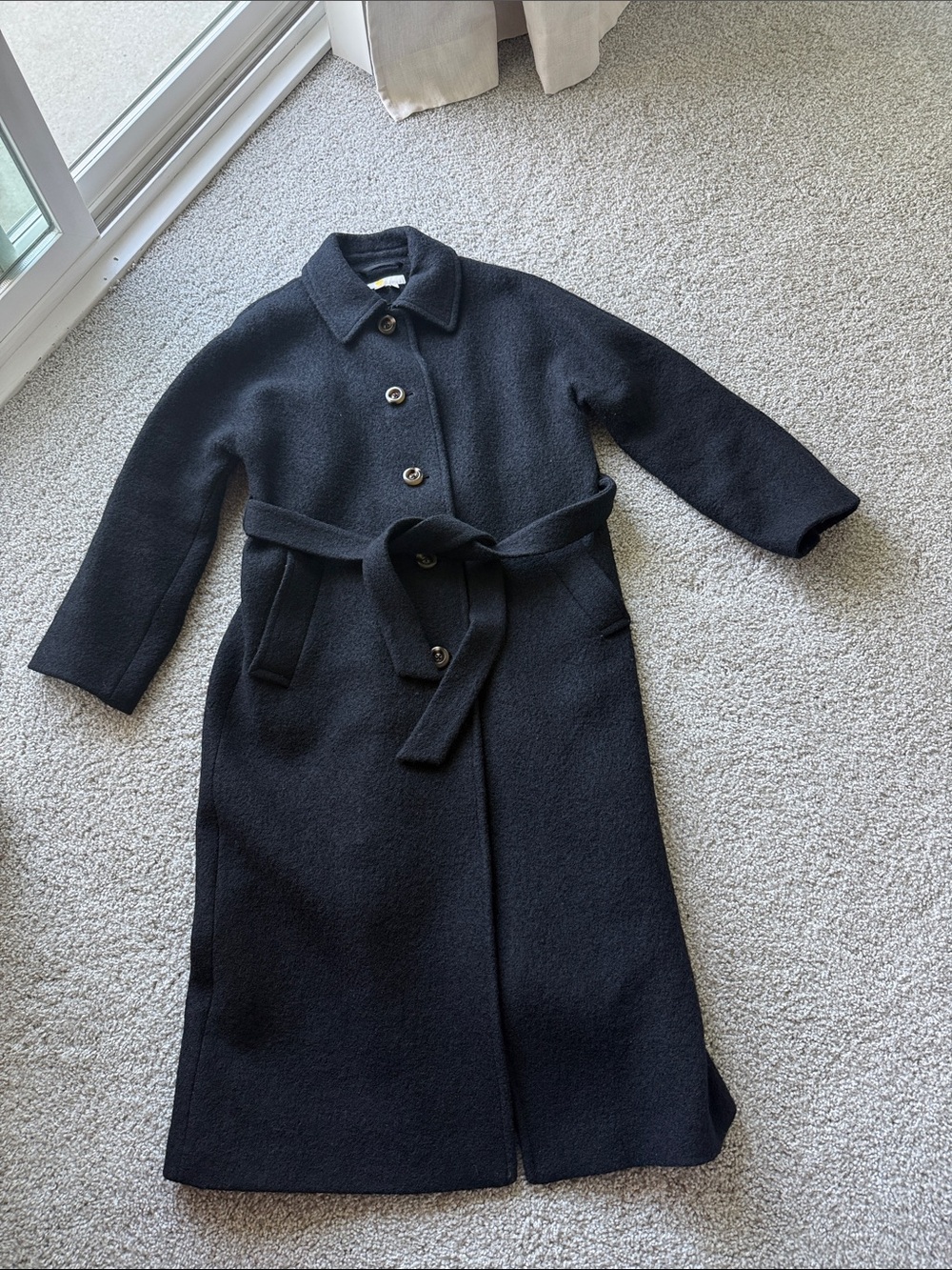 Boden Black Long Belted Trench Coat